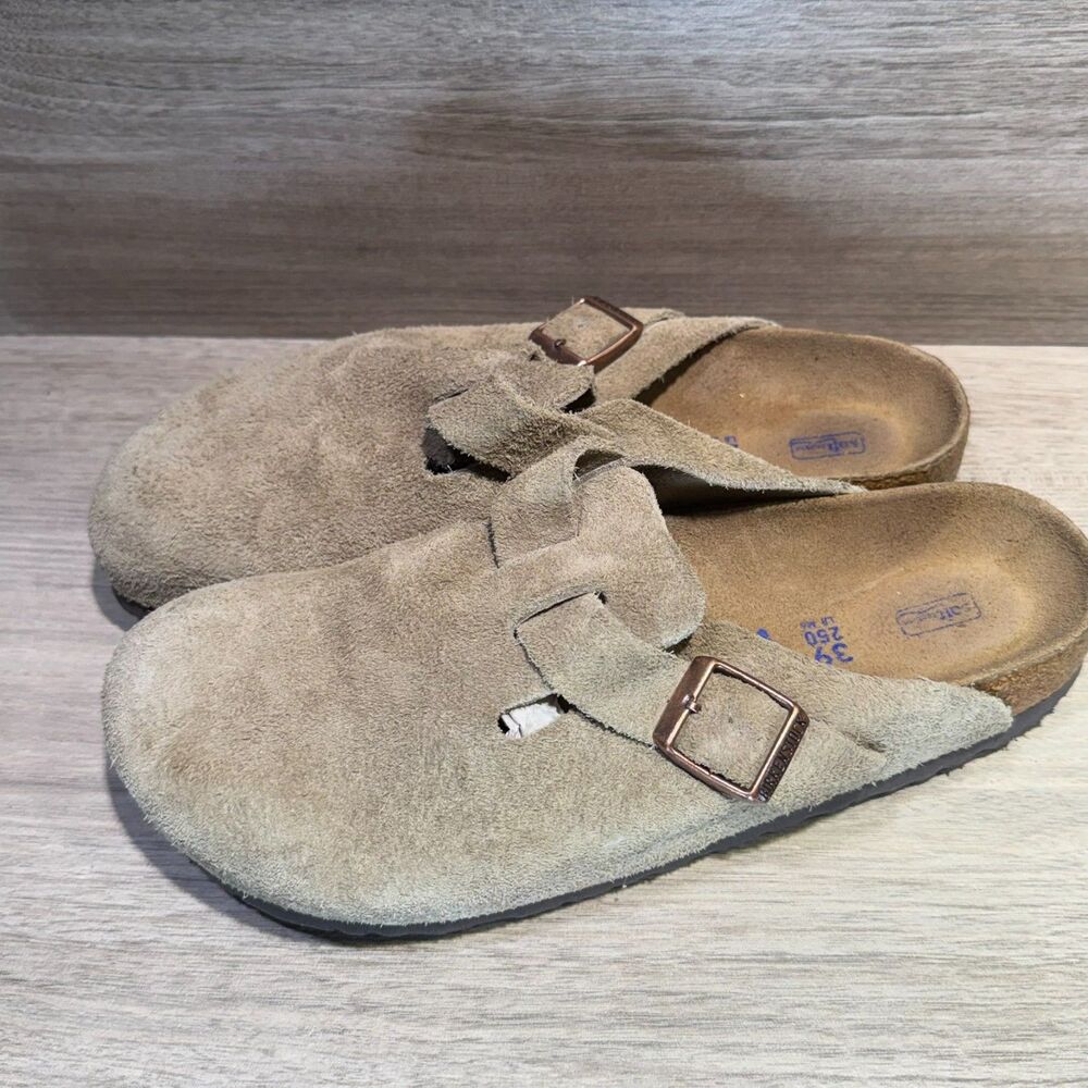 Birkenstock Boston Suede Taupe Clog Mule Sandals Size 39 - Picture 5 of 7
